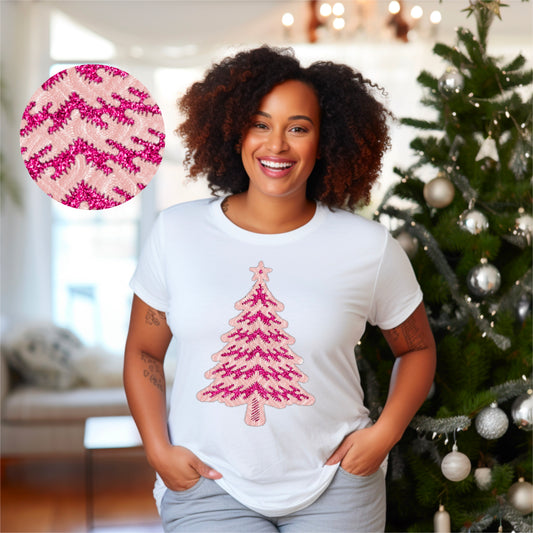 Pink Faux Knit Christmas Tree Digital File